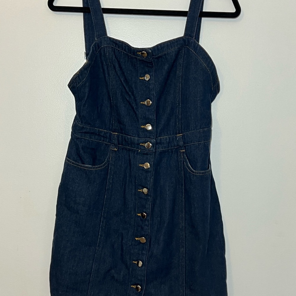 Wild Honey Dark Blue Button-Down Mini Dress